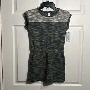 Cat & Jack Girls Dress Size Medium 7/& Black/Gray/White Short Sleeve -Tweed. NWT